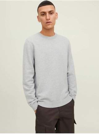 Světle šedý žebrovaný basic svetr Jack & Jones Otto