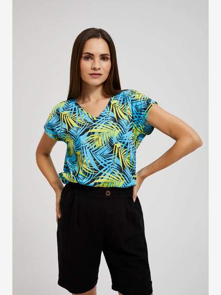 Tyrkysové vzorované tričko Moodo