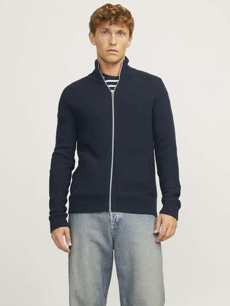 Tmavě modrý pánský svetr na zip Jack & Jones AKCE
