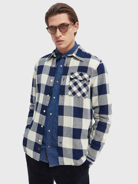 Tmavě modrá pánská kostkovaná košile Scotch & Soda