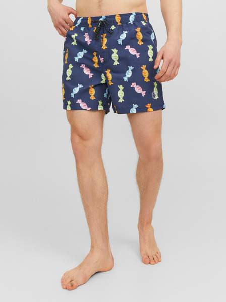 Tmavě modré pánské vzorované plavky Jack & Jones Fiji