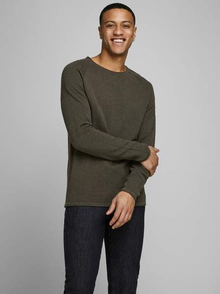 Tmavě zelený pánský basic svetr Jack & Jones Ehill