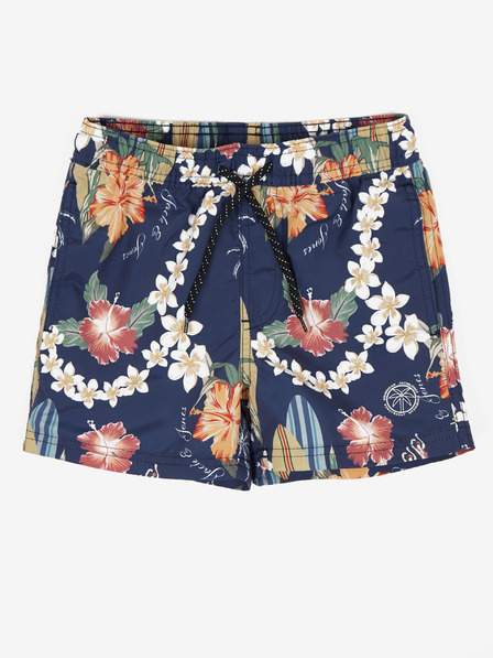 Tmavě modré klučičí vzorované plavky Jack & Jones Fiji VÝPRODEJ