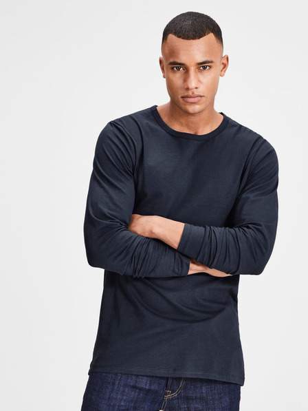 Tmavě modré pánské tričko s dlouhým rukávem Jack & Jones Basic