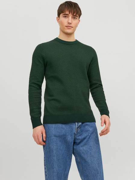 Tmavě zelený pánský vzorovaný svetr Jack & Jones Atlas