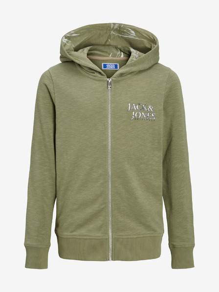 Zelená klučičí mikina na zip s kapucí Jack & Jones Crayon
