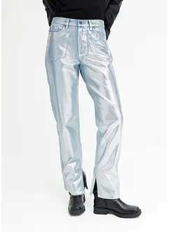 Džíny Straight s lesklým Efektem High Waist