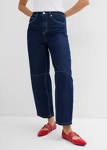 Zkrácené balónové džíny, High Waist, pohodlný pas, Super Soft