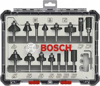 TOP 4. - Bosch Smíšená sada tvarových fréz s vřetenem Ø 6 mm, 15 ks, smíšené 2607017471