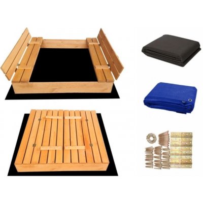 TOP 3. - ELIS DESigN Pískoviště dřevěné s krytem/lavičkami předvrtané impregnované premium varianta: impregnované