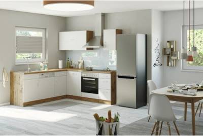 TOP 3. - Held Möbel Sorrento Rohová kuchyňská linka 210 cm barva čela bílá matný barva korpusu dub matný