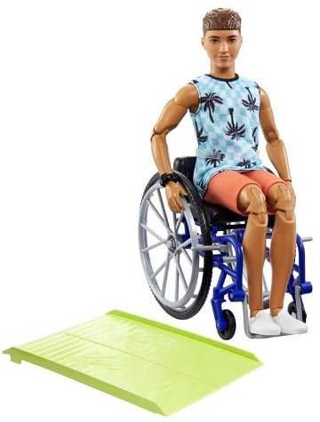 Barbie Model Ken Na Invalidnom Vozíku V Modrom Kockovanom Tielku