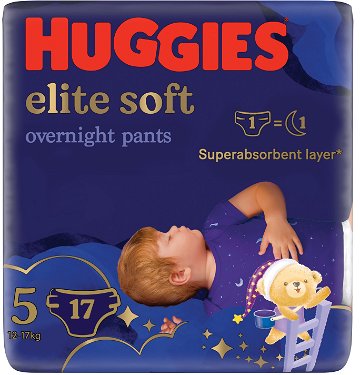 HUGGIES Elite Soft Pants cez noc Pants veľ. 5 (17 ks) VÝPREDAJ