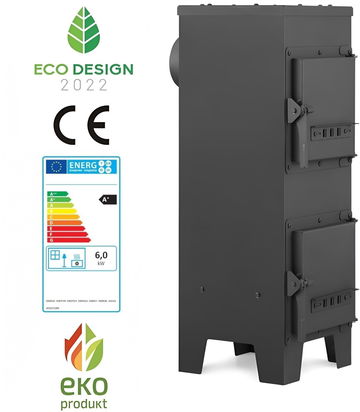 JAD TOOLS kachle so šamotom 77 × 39 × 29 cm, 6 kW, dymovod 120 mm LACNÉ