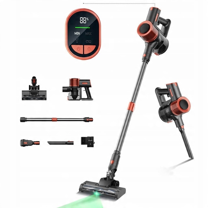 23Kpa Bezdrôtový vertikálny vysávač JIGOO C200 350W 72 dB 40Min 1.2L LED