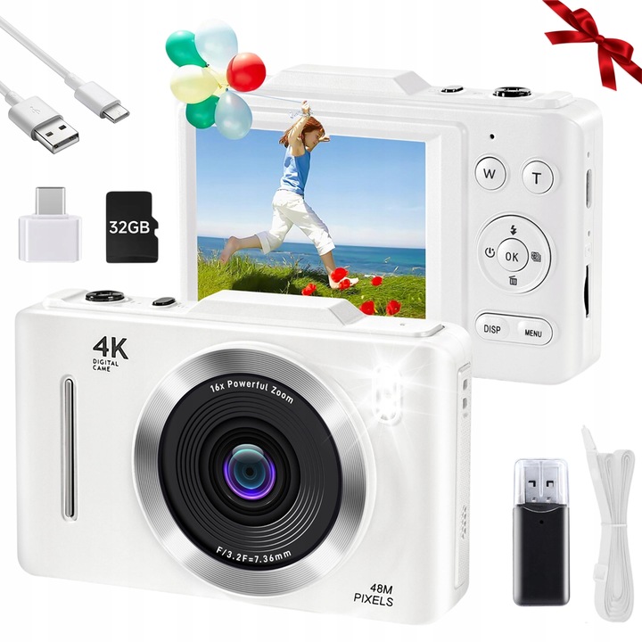 4K DIGITÁLNY FOTOAPARÁT 48MP 16X ZOOM S ANTI-SHAKE + 32GB KARTA PRE BLOGEROV A VLOGGEROV - IDEÁLNY DARČEK