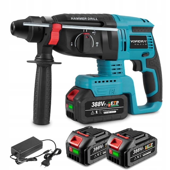 AKUMULÁTOROVÉ PRIKLEPOVÁ VRTAÇKA 2J 1500W VRTACIE KLADIVO SDS-Plus 2aku