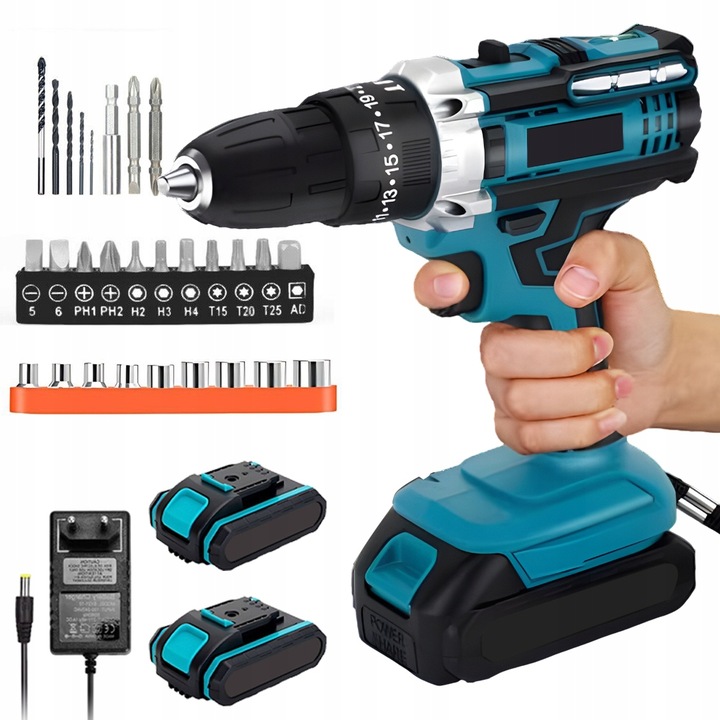 AKUMULÁTOROVÁ VŔTAČKA, 20 V, KUFRÍK + 2 AKUMULÁTORY