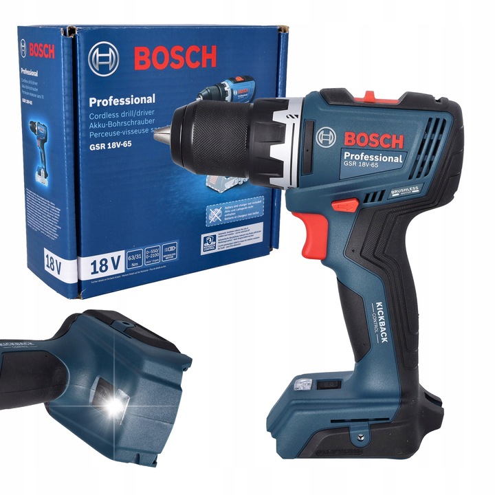 Aku Vŕtačka 18V Bosch GSR 18V-65 (solo; kartón) 63 Nm