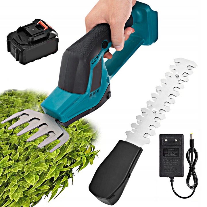 AKUMULÁTOROVÉ NOŽNICE 2V1 NA ŽIVÝ PLOT, TRÁVU A KRY + 1x AKU