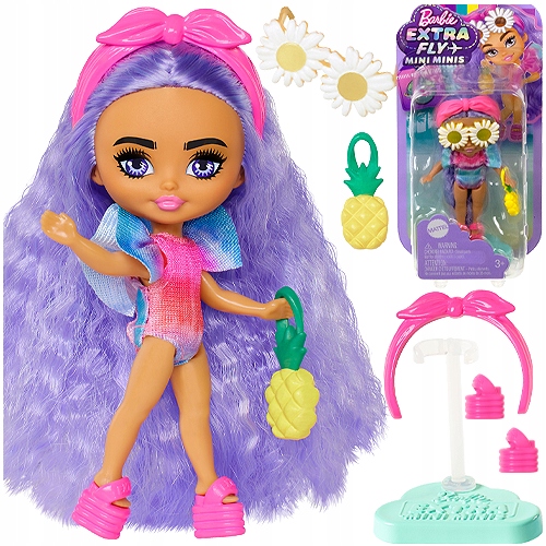 BARBIE ŠTÝLOVÁ MÓDNA BÁBIKA EXTRA FLY MIINIS PLÁŽOVÉ OBLEČENIE DOPLNKY MATTEL