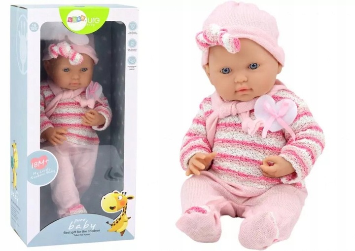 Bábätko v ružovom svetríku s prúžkami 468 x 222 mm Leantoys