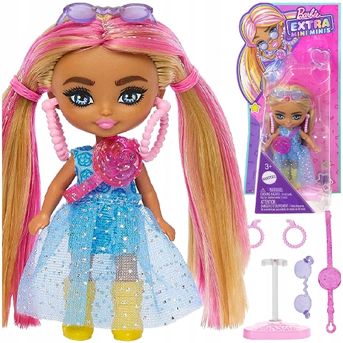 BARBIE ŠTÝLOVÁ MÓDNA BÁBIKA EXTRA MIINIS BLOND VLASY RUŽOVÉ PRAMENE MATTEL