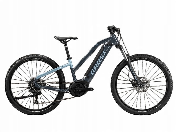 Bicykel Ghost E-Theru tmavosivý/svetlomodrý – veľkosť S