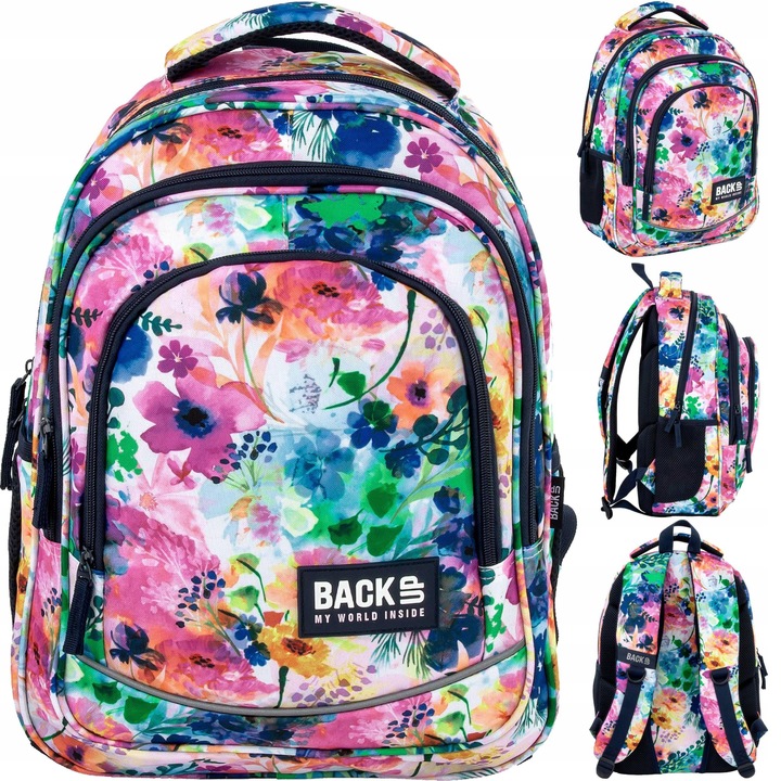 BACKUP ŠKOLSKÝ BATOH PRE MLÁDEŽ PRE DIEVČA X 10 JARNÉ KVETY