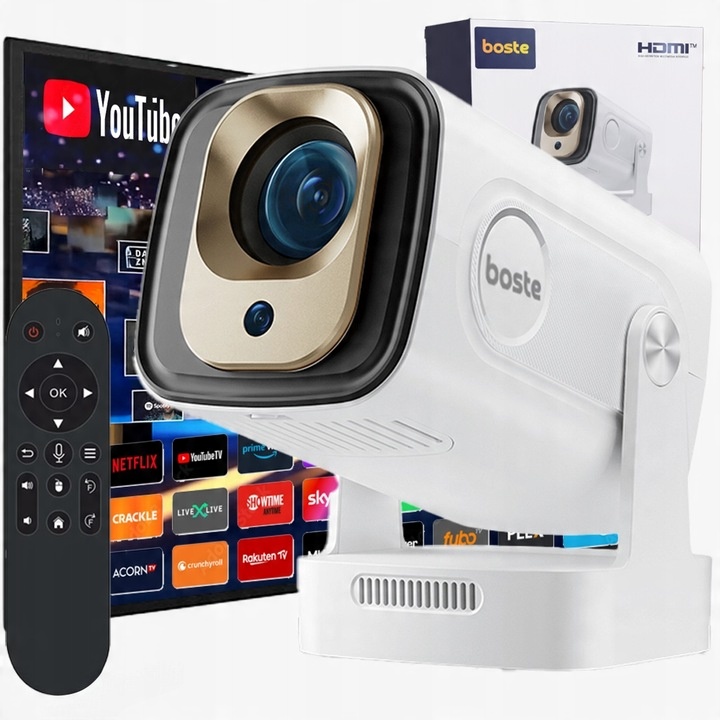 BOSTE PRENOSNÝ PROJEKTOR ANDROID 11 WIFI6 BT5.4 HD 1080P LED 130""