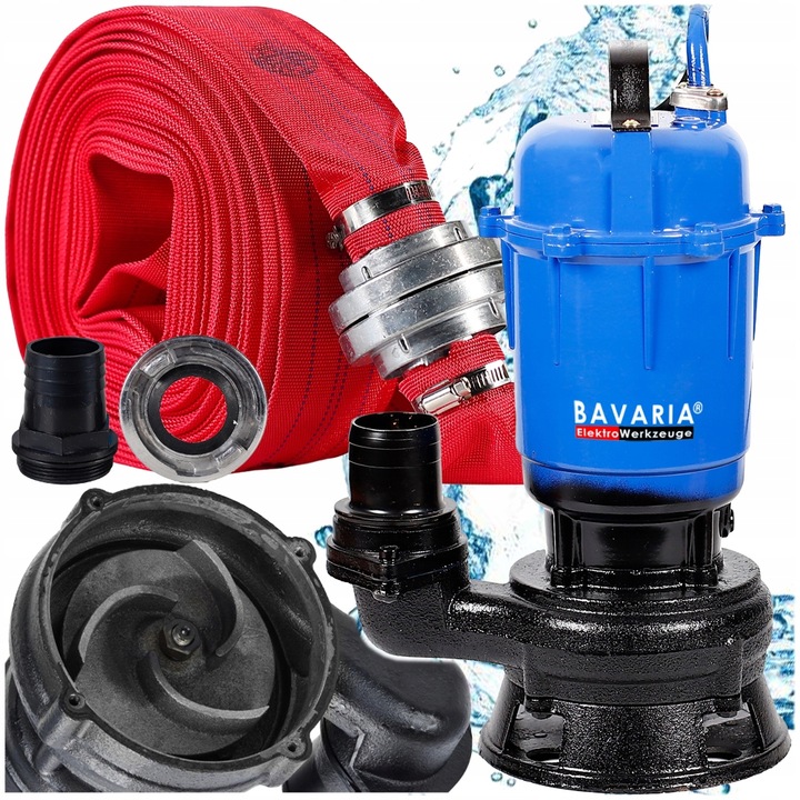 ČERPADLO NA ČISTÚ, ŠPINAVÚ VODU + HADICA 3150 W, PONORNÝ DRVIČ