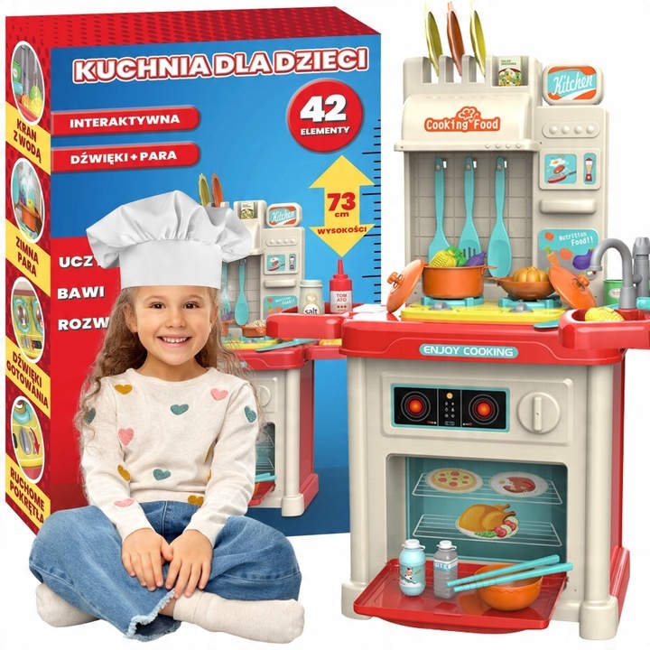 DETSKÁ KUCHYNKA, SADA KOHÚTIKOV, HRNCE + INTERAKTÍVNE PRÍSLUŠENSTVO, VODA, PARA najlacnejšie