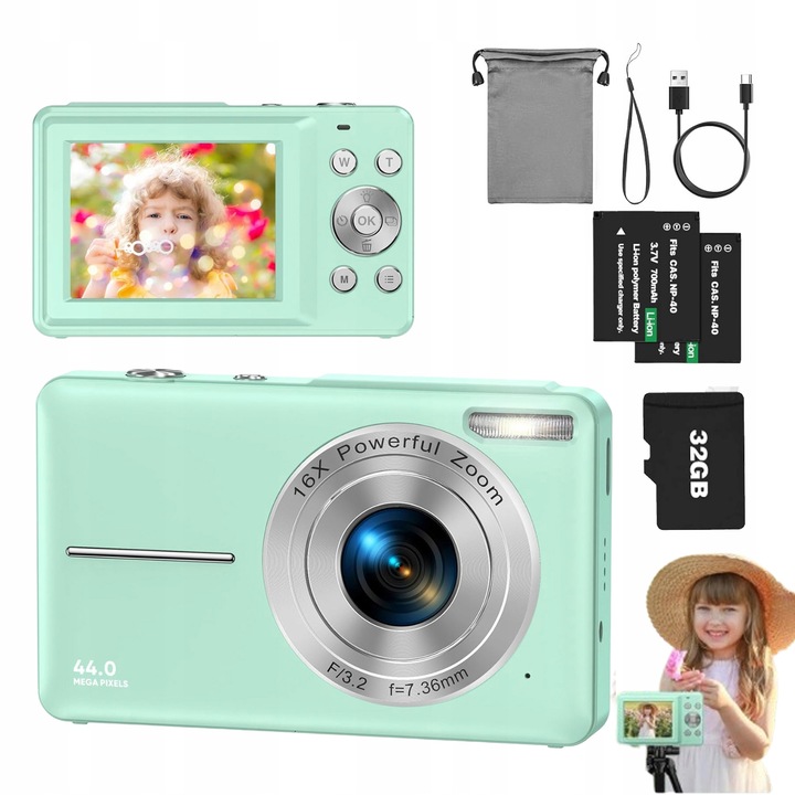 DIGITÁLNY FOTOAPARÁT 4K 16X ZOOM 48MP DETSKÁ KAMERA +32GB KARTA