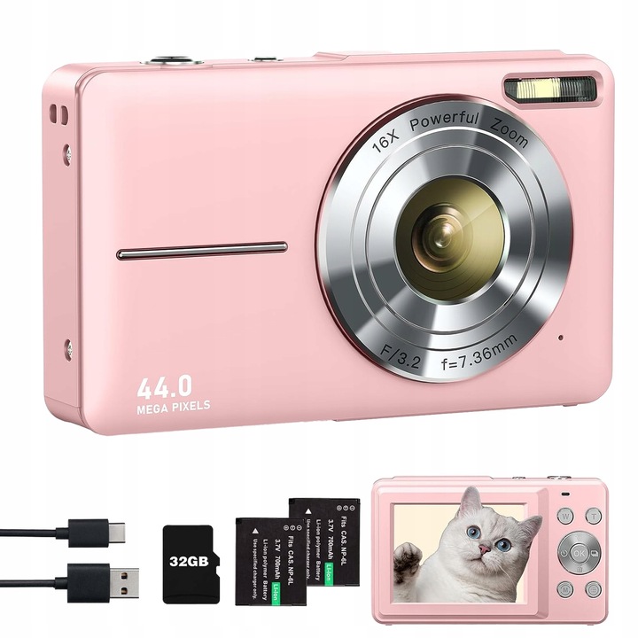Digitálny fotoaparát Bedee Mini Digital Camera HD ružový 44 Mpx
