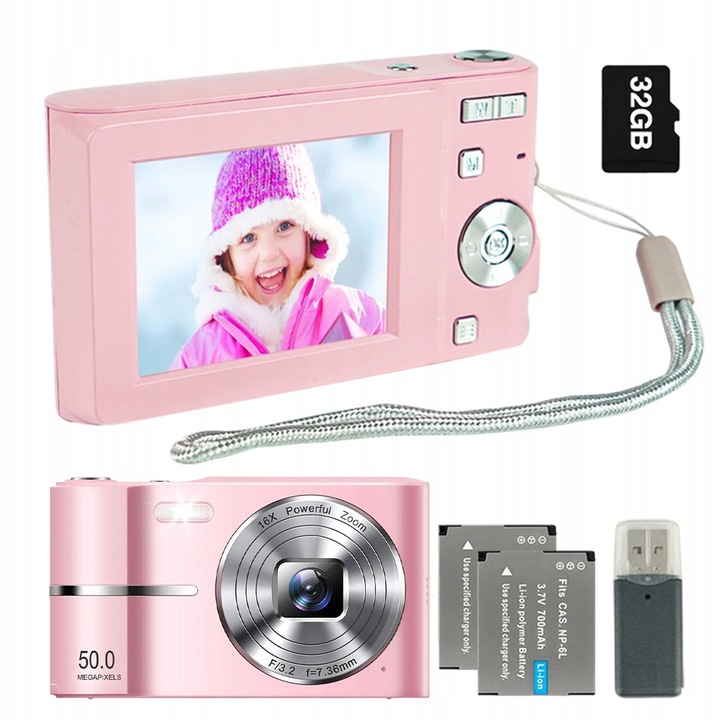 DIGITÁLNY FOTOAPARÁT PRE DETI FHD 1080P 50MP 16x ZOOM + 32GB KARTA