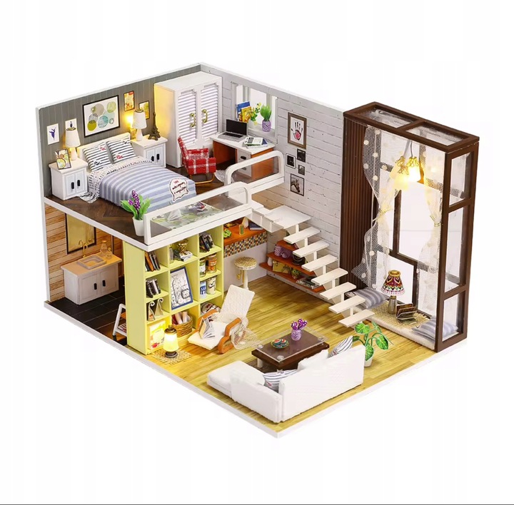 DREVENÝ DOMČEK PRE BÁBIKY DIY LED NA ZOSTAVENIE, PRÉMIOVÁ KVALITA DARČEKA