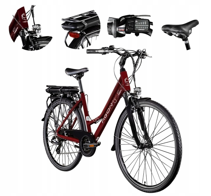 Dámsky elektrický trekingový bicykel 28" 250W 13AH hliníková amortizácia LACNÉ