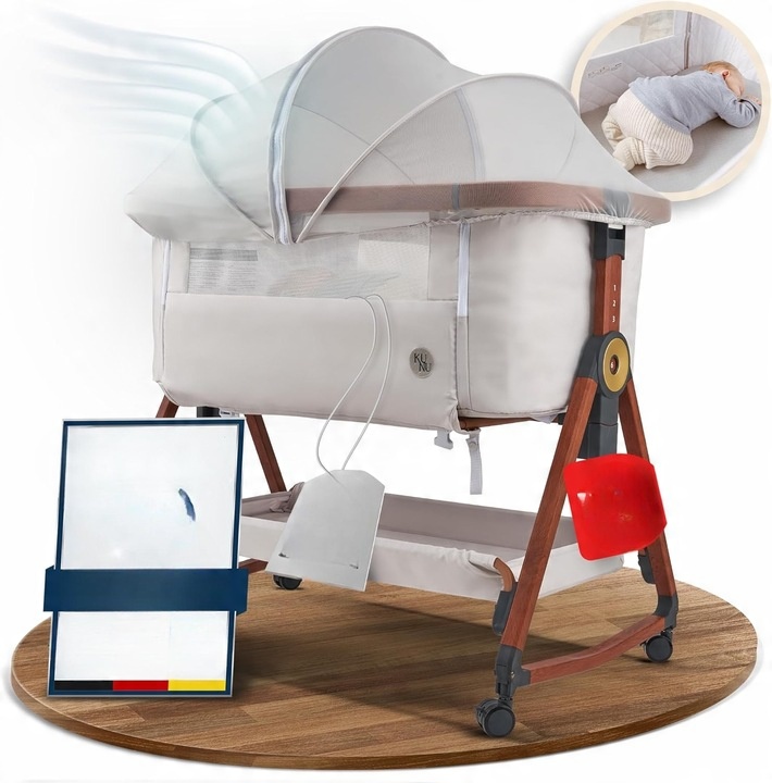 DETSKÁ POSTIEĽKA KOLÍSKA KUNU HOJDAČKA LEŽADLO NASTAVITEĽNÉ 92X58 CM 3V1 + TAŠKA