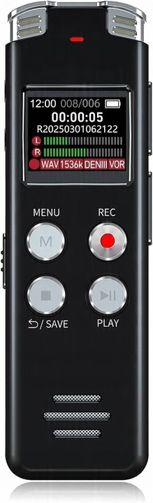 DIGITÁLNY DIKTAFÓNOVÝ AUDIO ZÁZNAMNÍK AKTIVOVANÝ HLASOM MP3 EVISTR 64 GB