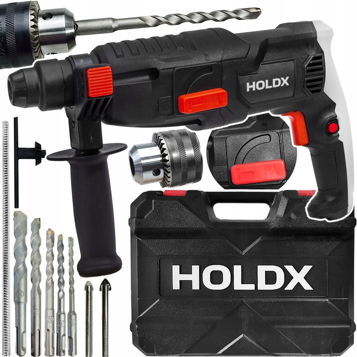 ELEKTRICKÁ PRÍKLEPOVÁ VŔTAČKA 2500W 230V HOLDX SDS SILNÁ SADA VRTÁKOV