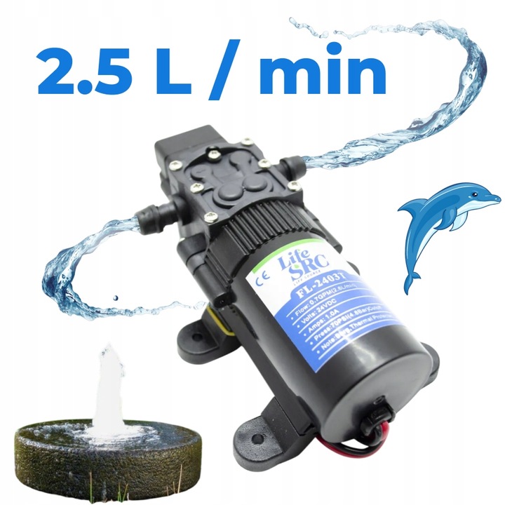 ELEKTRICKÉ MEMBRÁNOVÉ ČERPADLO NA VODU 24V 150 L/h FL-2403T