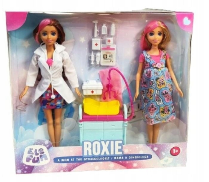 ELEFUN Bábika ROXIE MAMA U GYNEKOLOGA dve bábiky + doplnky