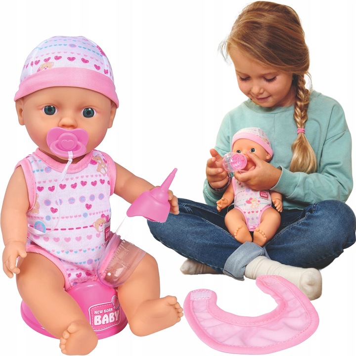 FUNKČNÁ BÁBIKA BÁBÄTKO SIKA PIJE NEW BORN BABY + NOČNÍK FLAŠKA PODBRADNÍK LACNÉ