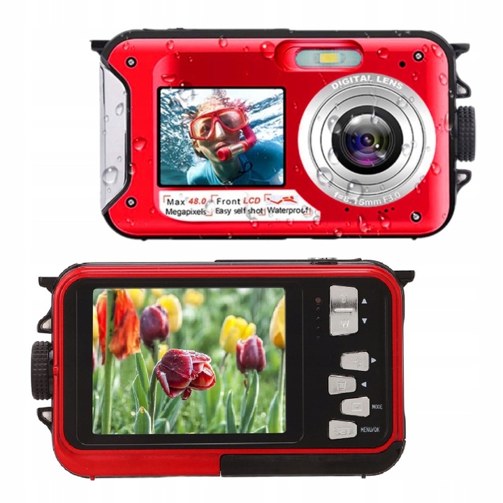 FULL HD 2.7K 48MP VODEODOLNÝ DIGITÁLNY FOTOAPARÁT DO 3 METROV POD VODU