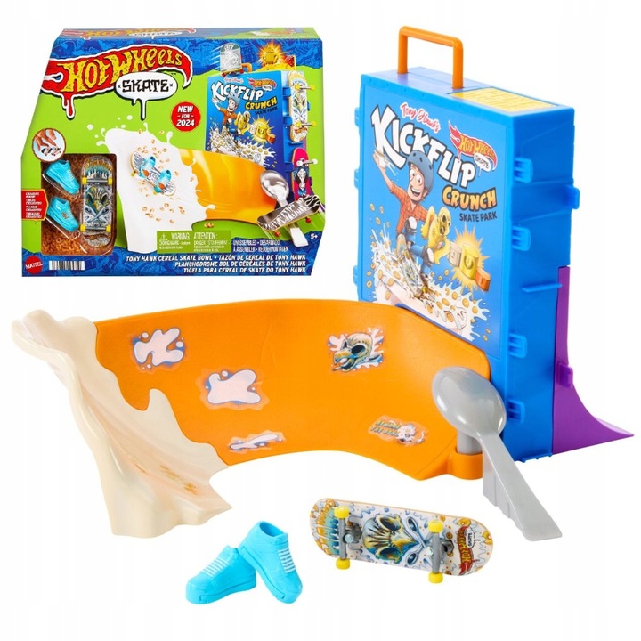 HOT WHEELS SKATE TONY HAWK RAŇAJOVÁ RAMPA SKATE PARK + SKATEBOARD A TOPÁNKY