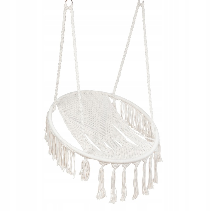Hojdačka CIRCLE DOIRA makramé béžová 82x60x115-138 cm HOMLA