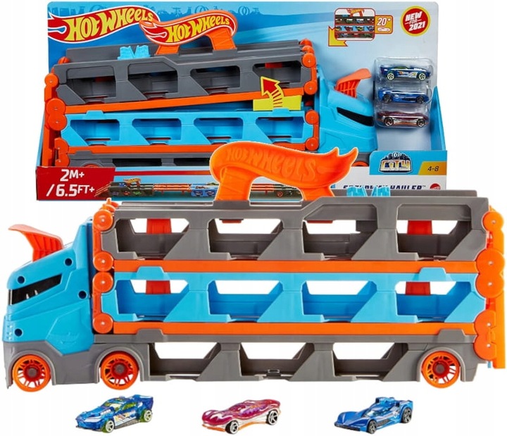 HOT WHEELS CITY MEGA AUTO - DLHÝ TRANSPORTER 2V1 ROZKLADACÍ DRÁHA + AUTÍČKA