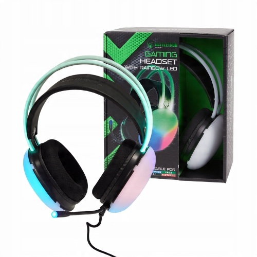 Herné slúchadlá Battletron RGB USB svietiace farebné slúchadlá do uší Mikrofón