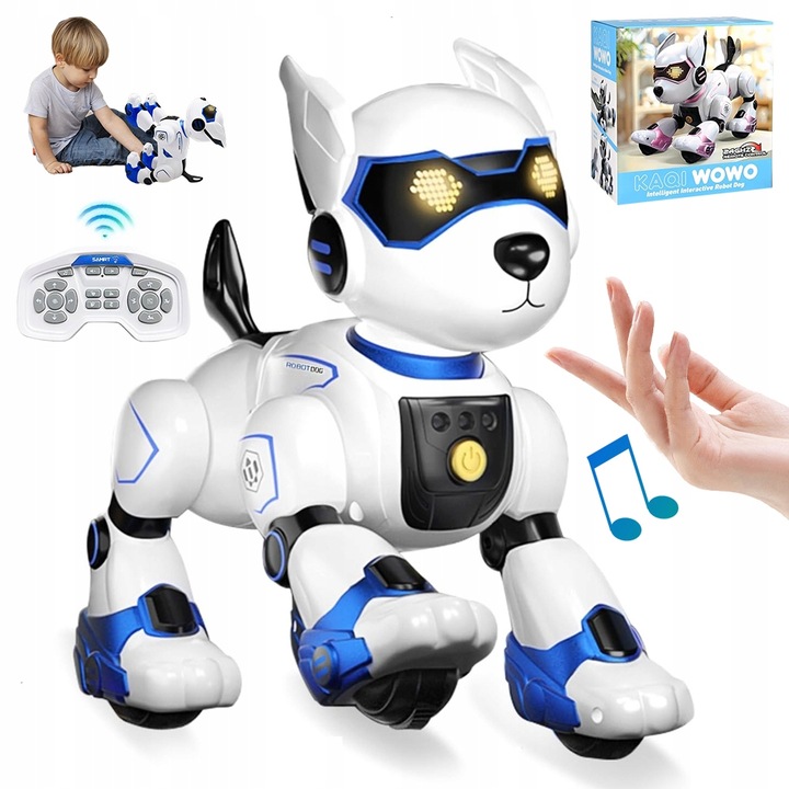 INTERAKTÍVNA HRAČKA PES ROBOT NA DIAĽKOVÉ OVLÁDANIE HLASOM S OVLÁDAČOM KOMENDY