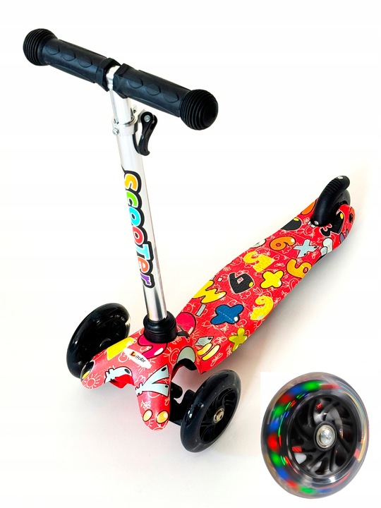 Kolobežka 3-kolesová, Svietiace kolieska, Farebná plošina
